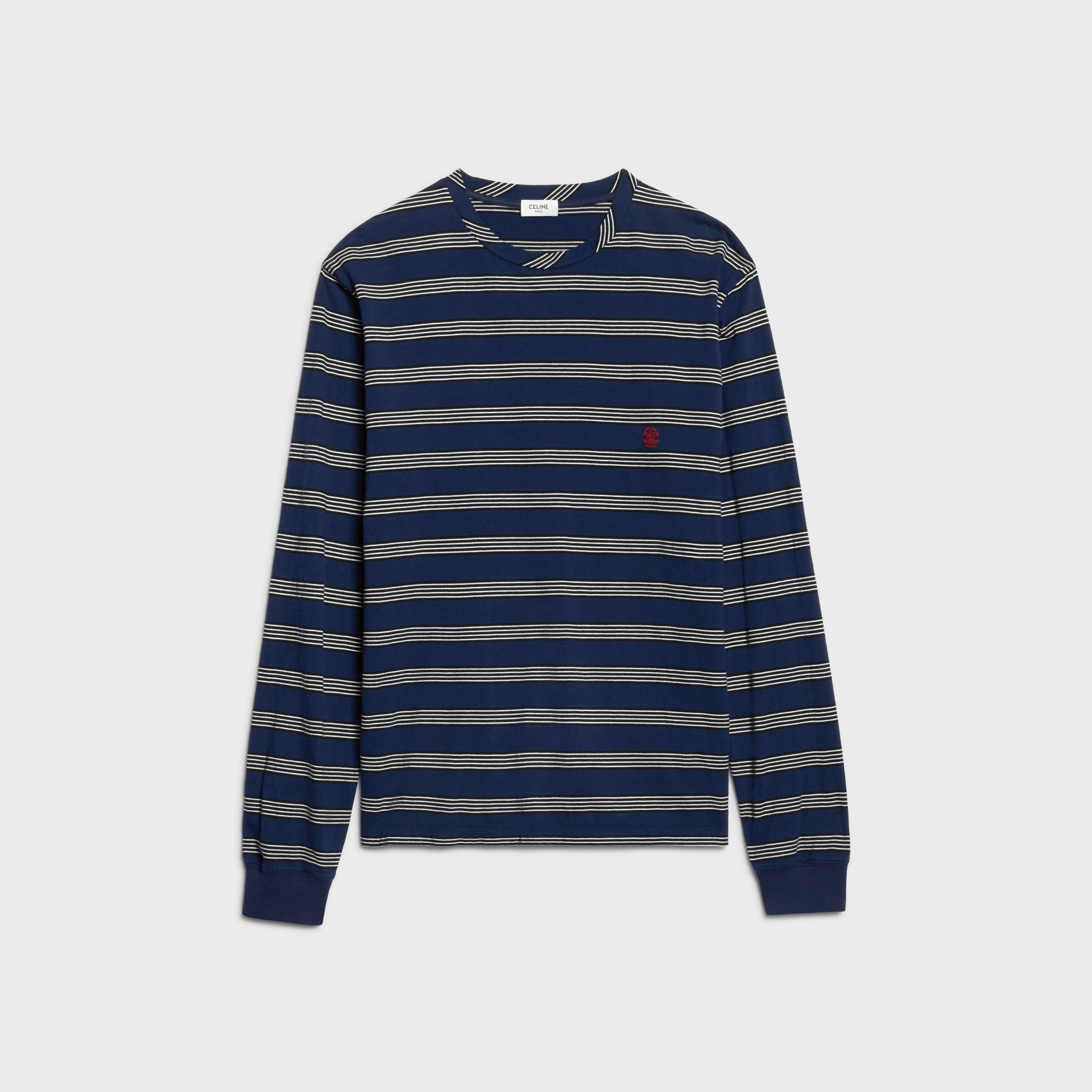 ロングスリーブ Tシャツ / ストライプ コットンジャージー - インク